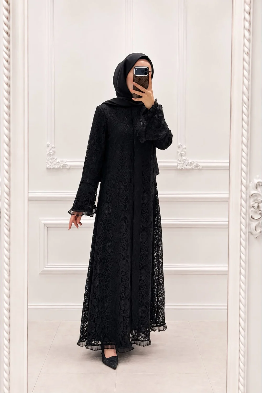 35877 Güpür Ferace Siyah
